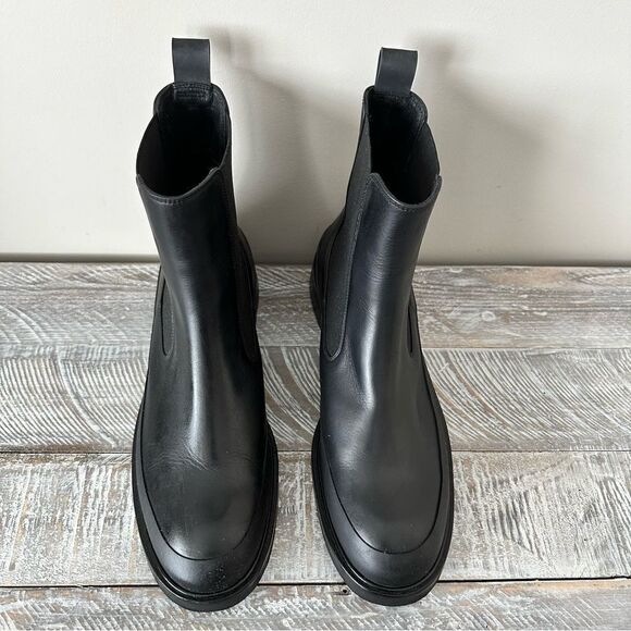 Frame-Women's Le Holland Leather & Rubber Chelsea Black Boots - Picture 3 of 10